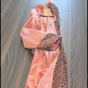 Pink & Leopard velvet duster coat